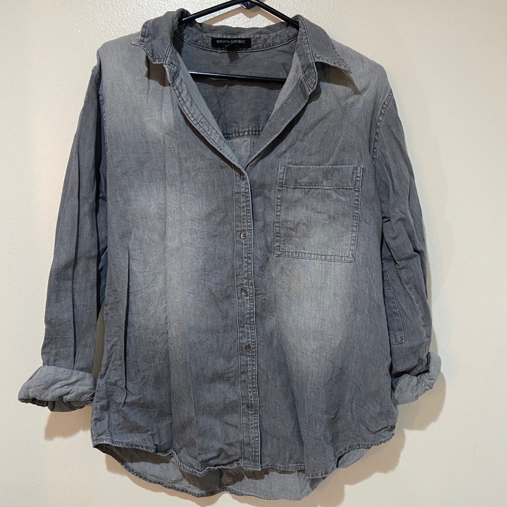Banana Republic Grey Denim Shacket Shirt
